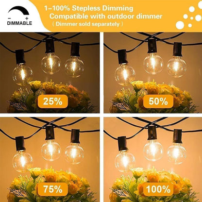 Outdoor String Lights, 97FT Patio Lights with 49 G40 Shatterproof LED Bulbs(1 Spare), Waterproof Lights String for outside Backyard, Porch, Bistro, Party, Camping, Garden Gathering
